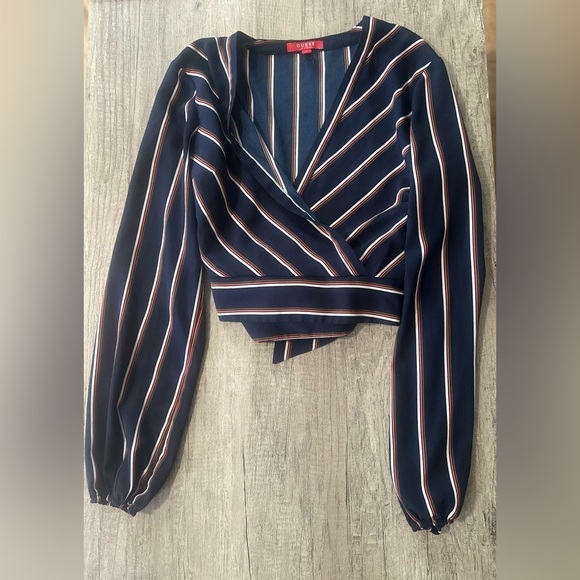 Guess Striped Tie-Back Blouse - Picture 4 of 10
